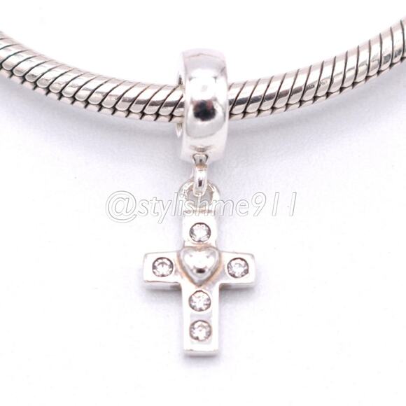 Authentic PANDORA Cross Dangle with Clear CZ Charm - 790355CZ - Picture 1 of 9